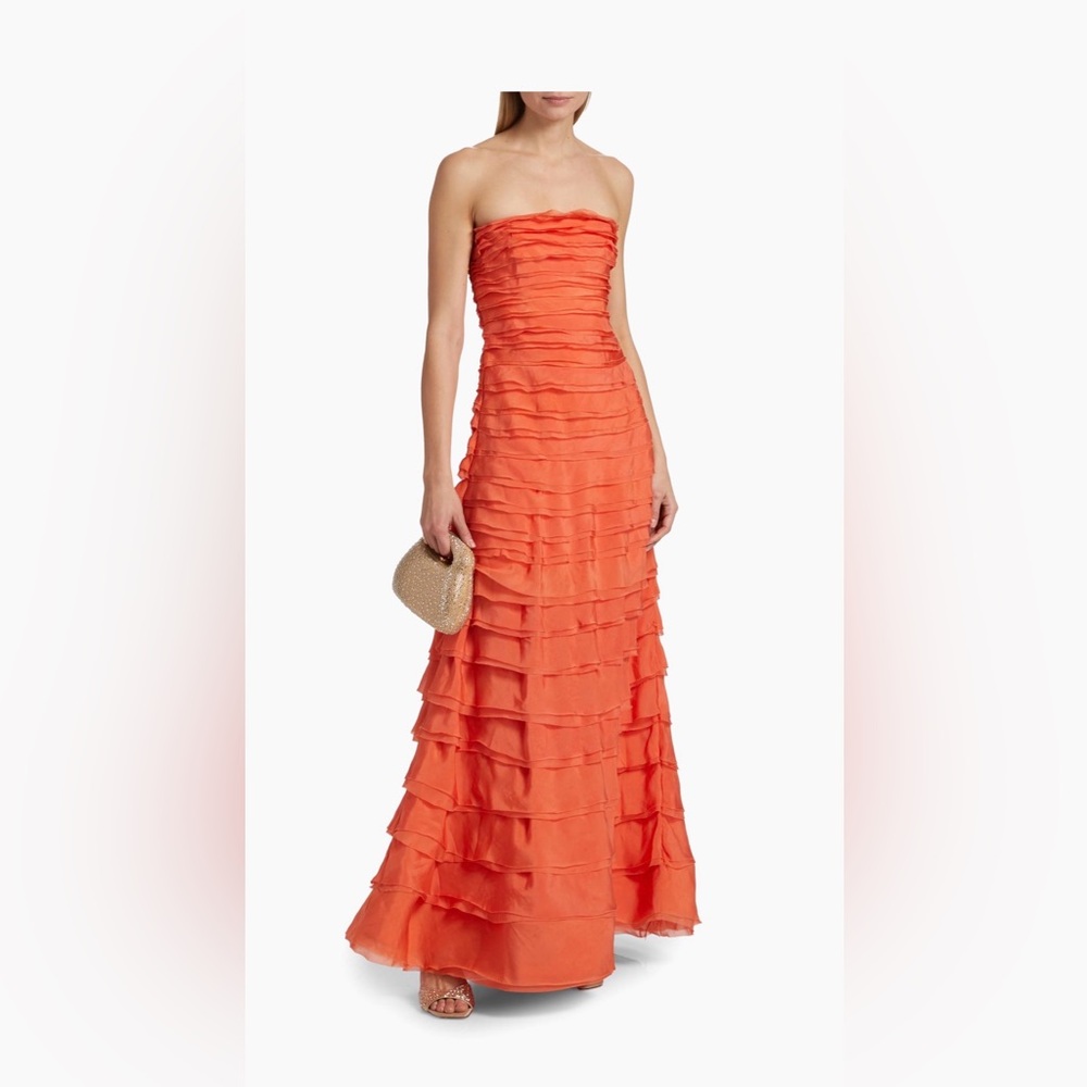 AMUR Pepper Strapless Layered Gown